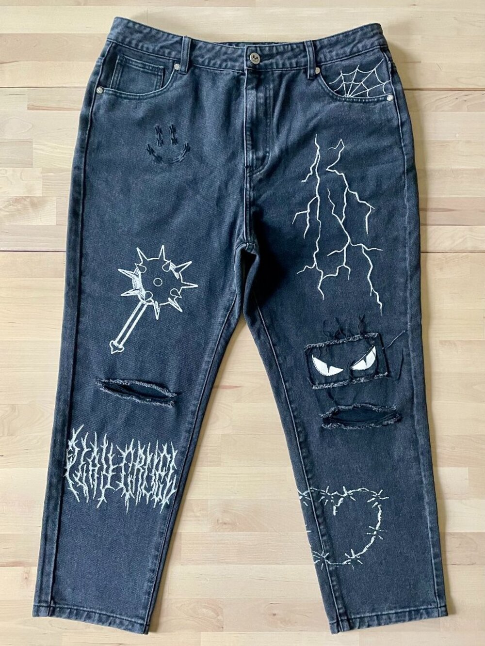 Cool Shirtz Men's Black Denim Jeans size 34 Play Cruel Very Cool Devil Demon
